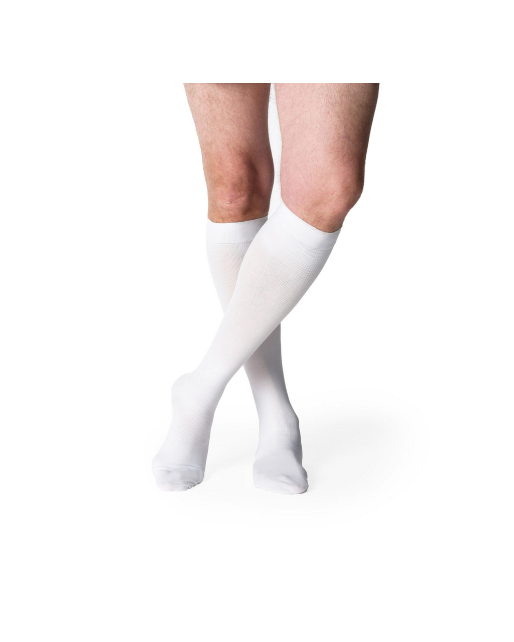 Sigvaris Essential Cotton 230 Men’s 30-40mmHg Calf Closed Toe White Standard SL